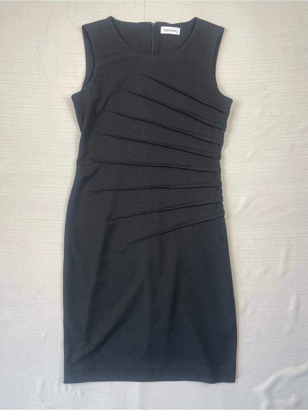 Buy 3/30% off! Calvin Klein Black Sleeveless Starburst Pleated Sheath Dress S4